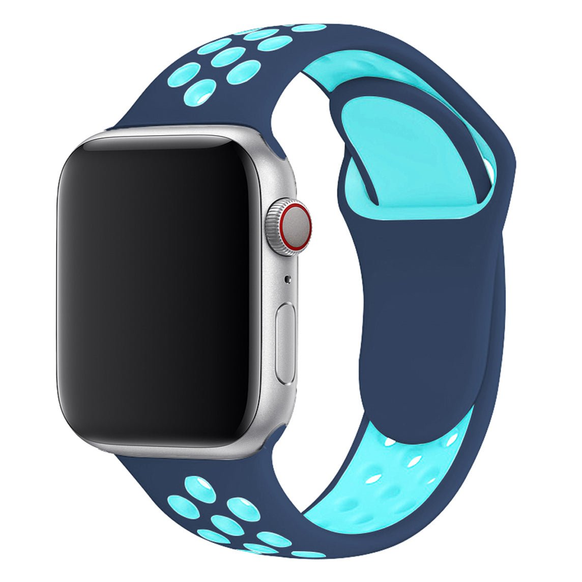 Navy/Teal Silicone Sport Strap for Apple Watch Silicone Bands 38 / 40 / 41mm S-M Accessories Gifts UK