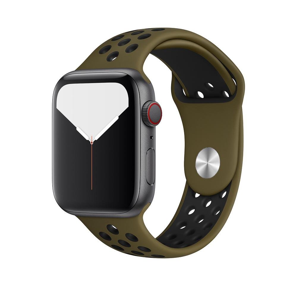 Olive Flak/Black Silicone Sport Strap for Apple Watch Silicone Bands 38 / 40 / 41mm S-M Accessories Gifts UK