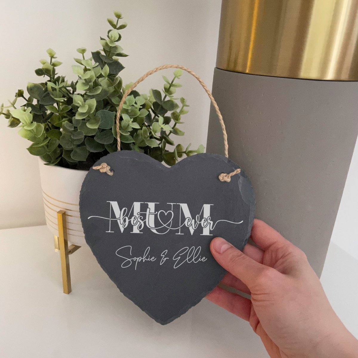 Personalised Gifts For Mum | Best Mum Ever | Heart-Shaped Slate Plaques Personalised   Accessories Gifts UK