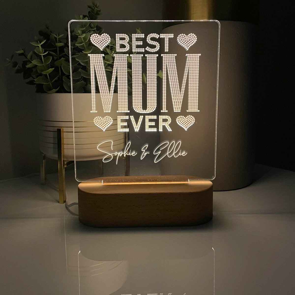 Personalised Gifts For Mum | Best Mum Ever Rhinestone | LED Lamp Night Light    Accessories Gifts UK