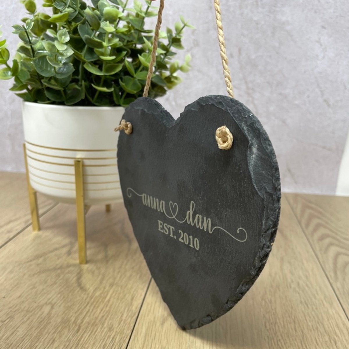 Personalised Slate Plaque Heart Shaped Plaque Engraved Valentines Gift 15x15cm Personalised   Accessories Gifts UK