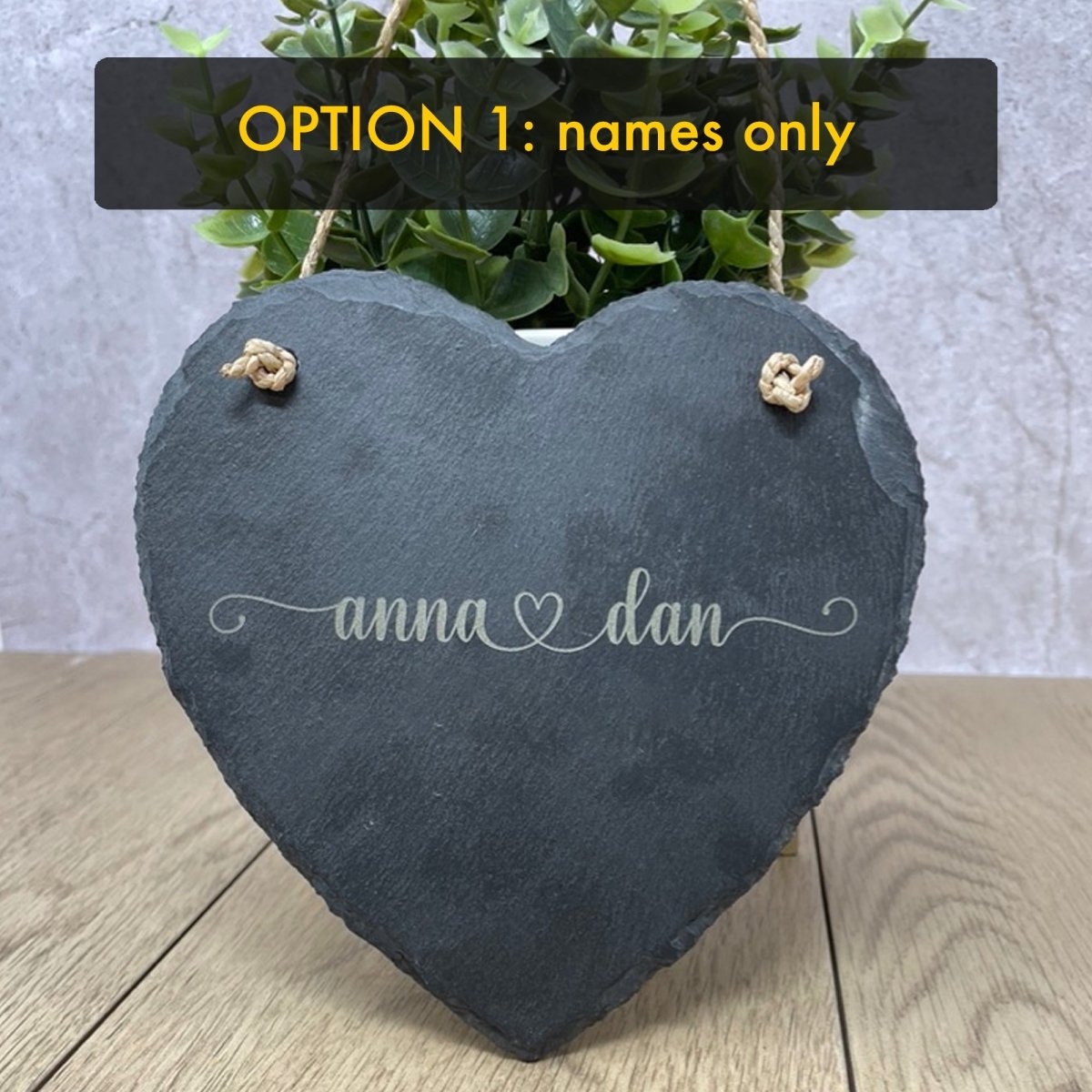 Personalised Slate Plaque Heart Shaped Plaque Engraved Valentines Gift 15x15cm Personalised 1. Names  Accessories Gifts UK