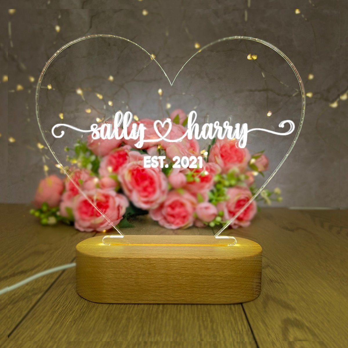 Personalised Wedding Gift Anniversary Gift Engagement Gift | LED Lamp Night Light    Accessories Gifts UK