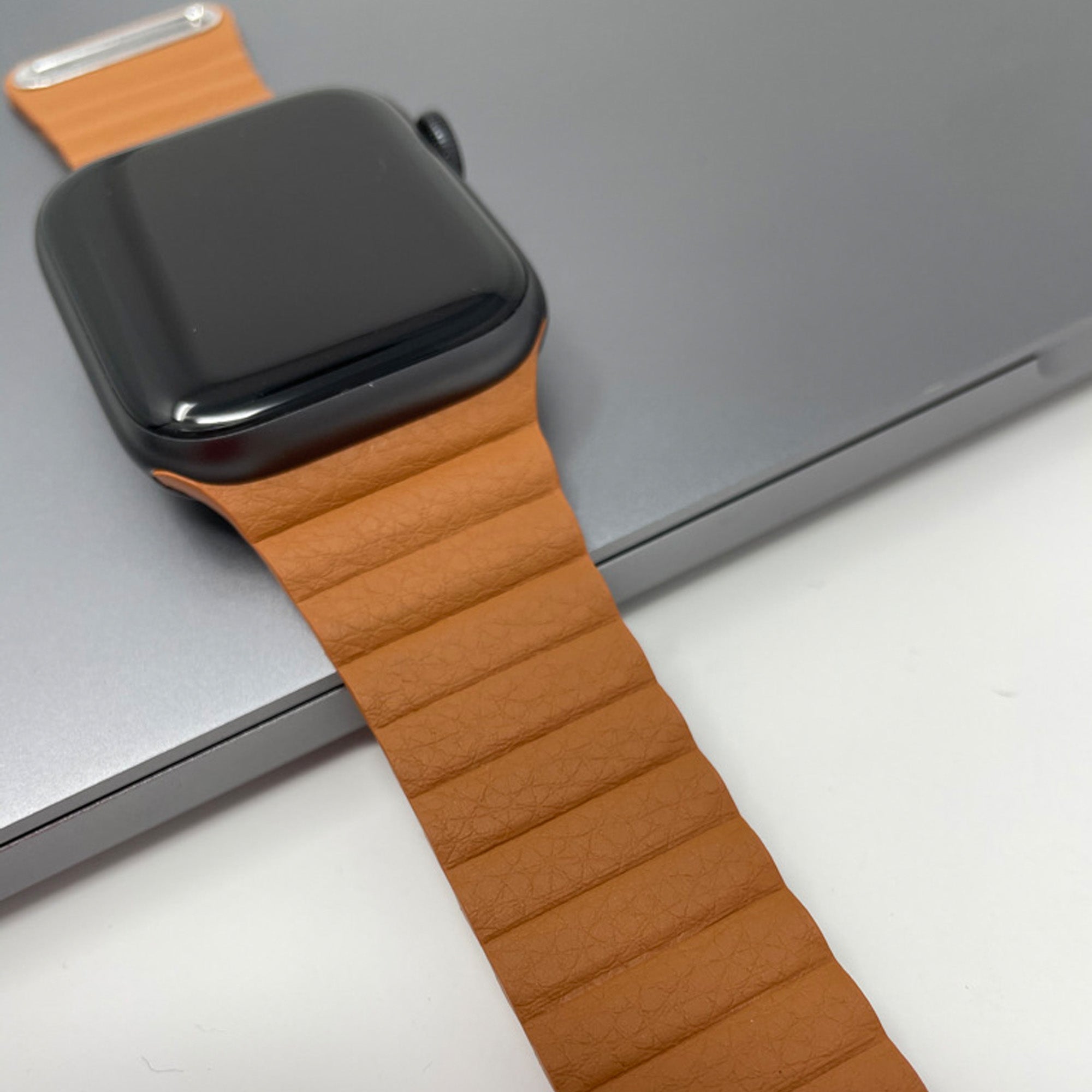 Saddle Brown Genuine Leather Magnetic Loop for Apple Watch  38 / 40 / 41mm  Accessories Gifts UK