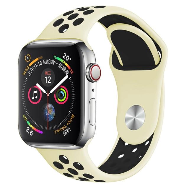 Soft Yellow/Black Silicone Sport Strap for Apple Watch Silicone Bands 38 / 40 / 41mm S-M Accessories Gifts UK