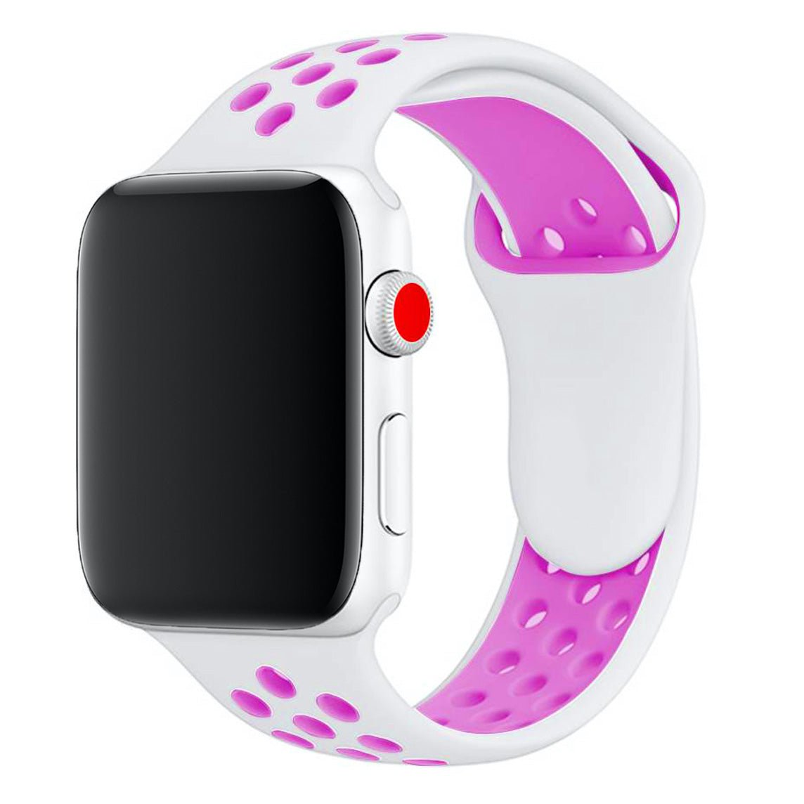 White/Berry Blast Silicone Sport Strap for Apple Watch Silicone Bands 38 / 40 / 41mm S-M Accessories Gifts UK