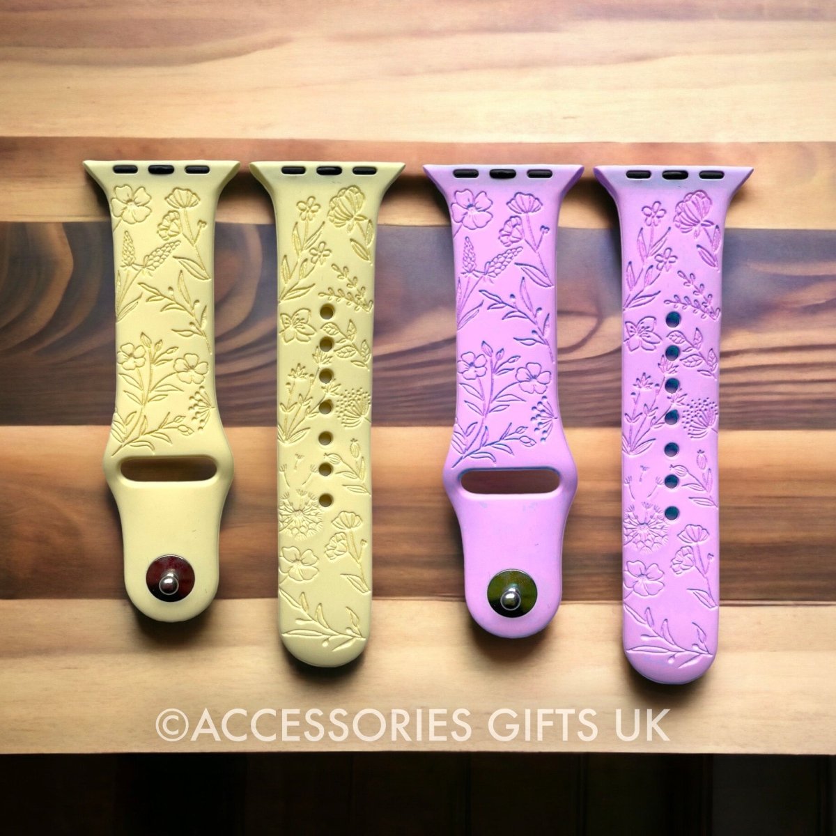 Wildflower Silicone Watch Strap for Apple Watch - 42 / 44 / 45mm Parent Listing   Accessories Gifts UK