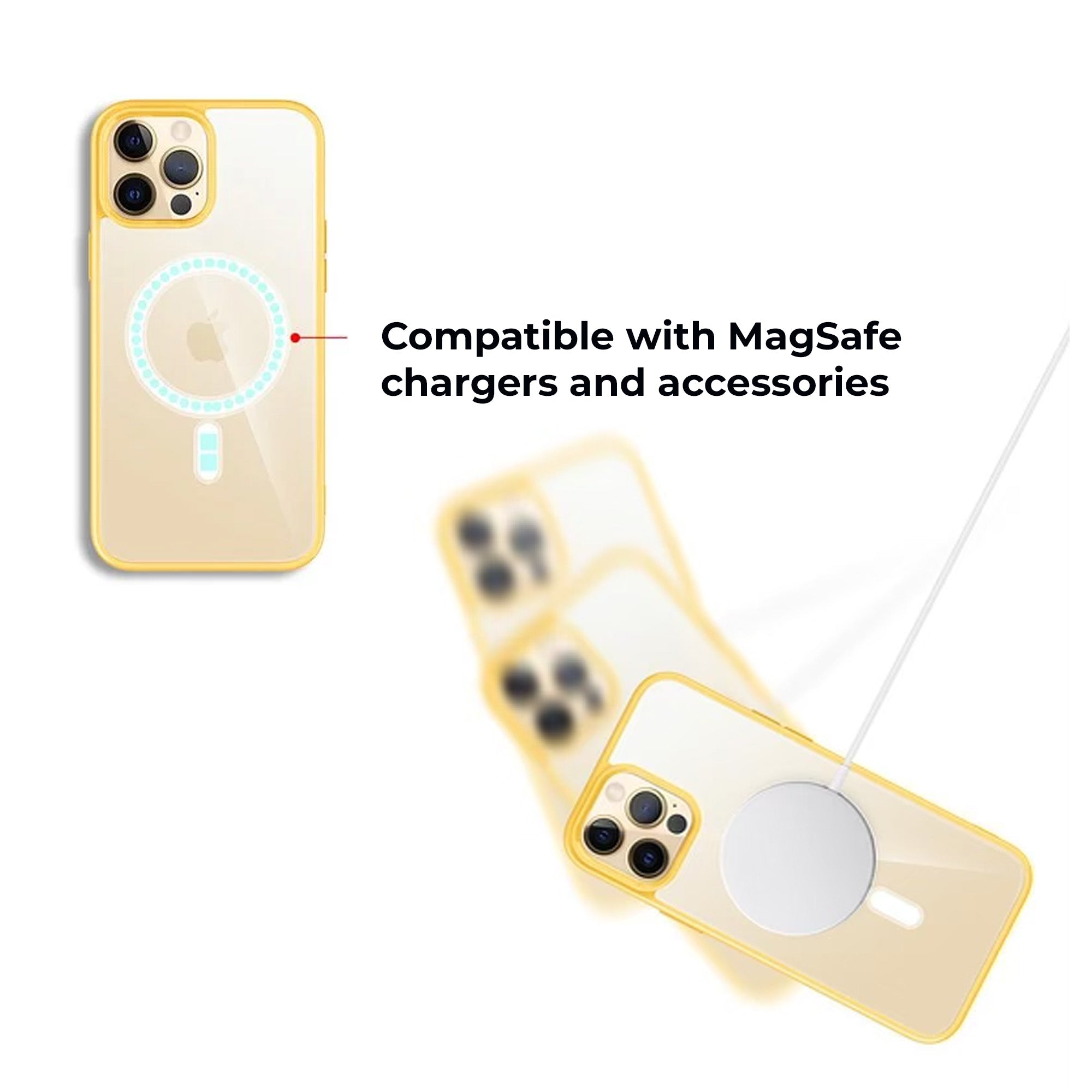 Yellow Clear MagSafe Compatible Phone Case For Apple iPhone